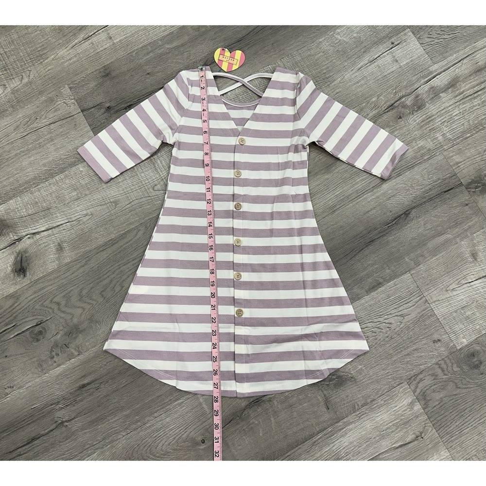 Hayden Girls Purple Striped‎ Dress W/ Buttons Down The Back Size S NWT NEW - Picture 5 of 7